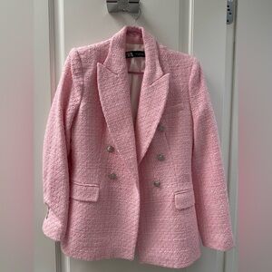 Zara Soft Pink Tweed Blazer
